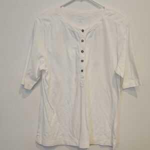 Lands' End Women's Cream Button-Front Tee